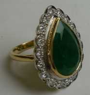 Emerald and Diamond Cluster Ring